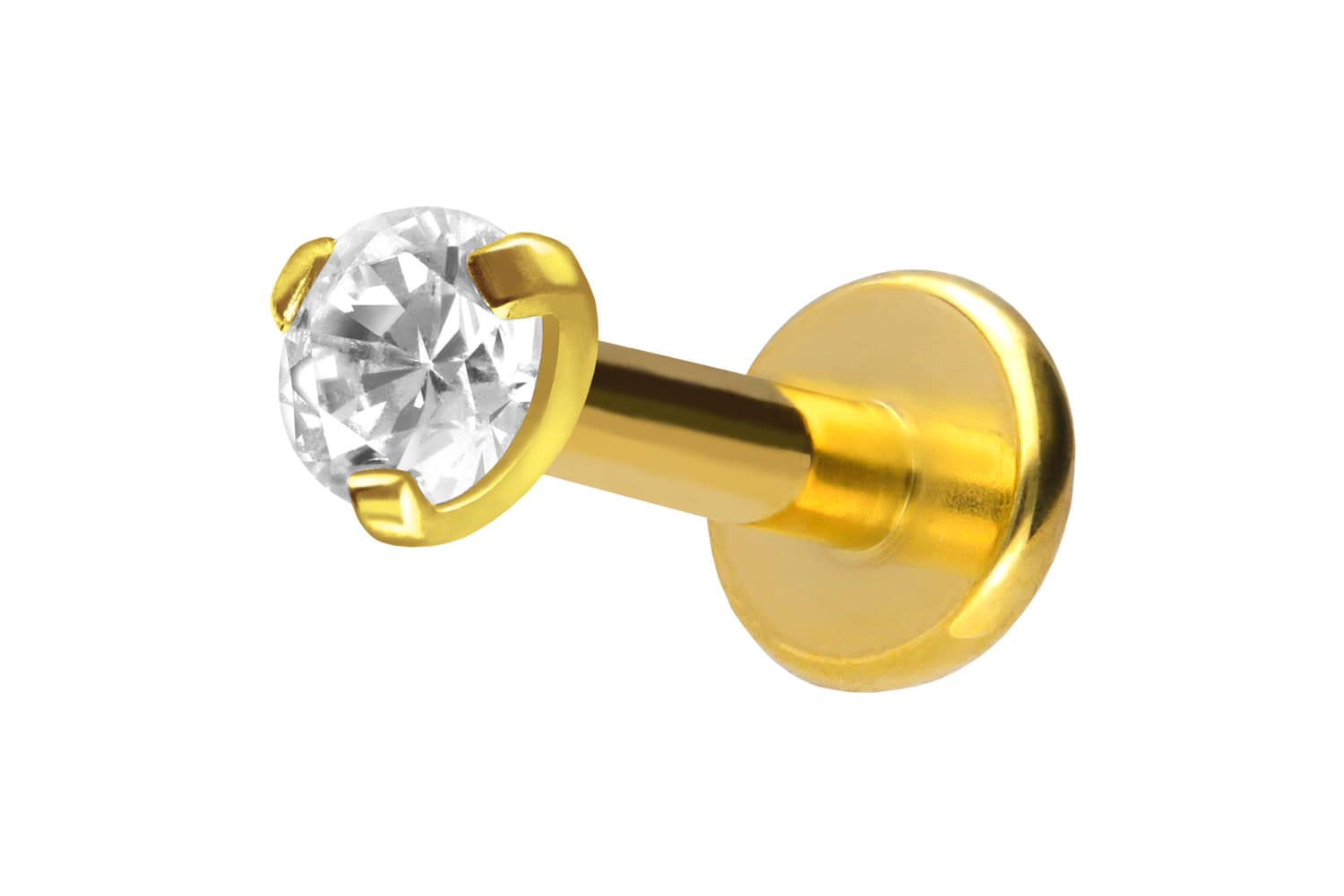 Titan Labret Piercing mit Innengewinde EINGEFASSTER KRISTALL